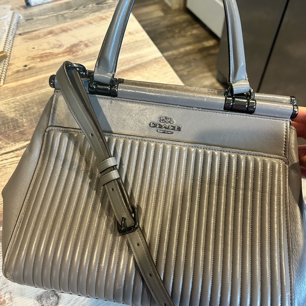 Coach Gray Satchel Bag with Modern Design